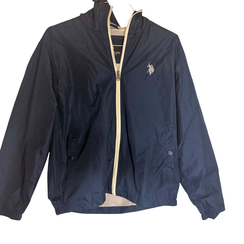 U.S. Polo Assn. Men's Hooded Navy Windbreaker Jacket Size M - Picture 2 of 9